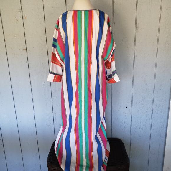 Vintage Christian Dior House Dress Colorful Stripe - Picture 3 of 15